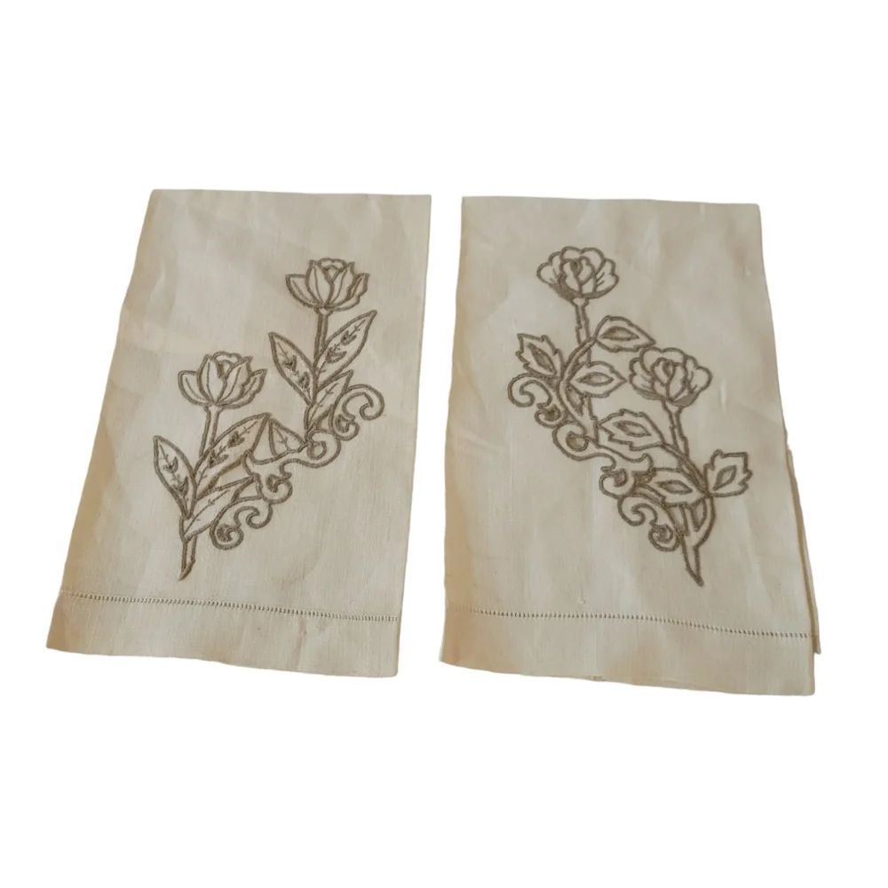 Linen Embroidered Napkin Set of 2